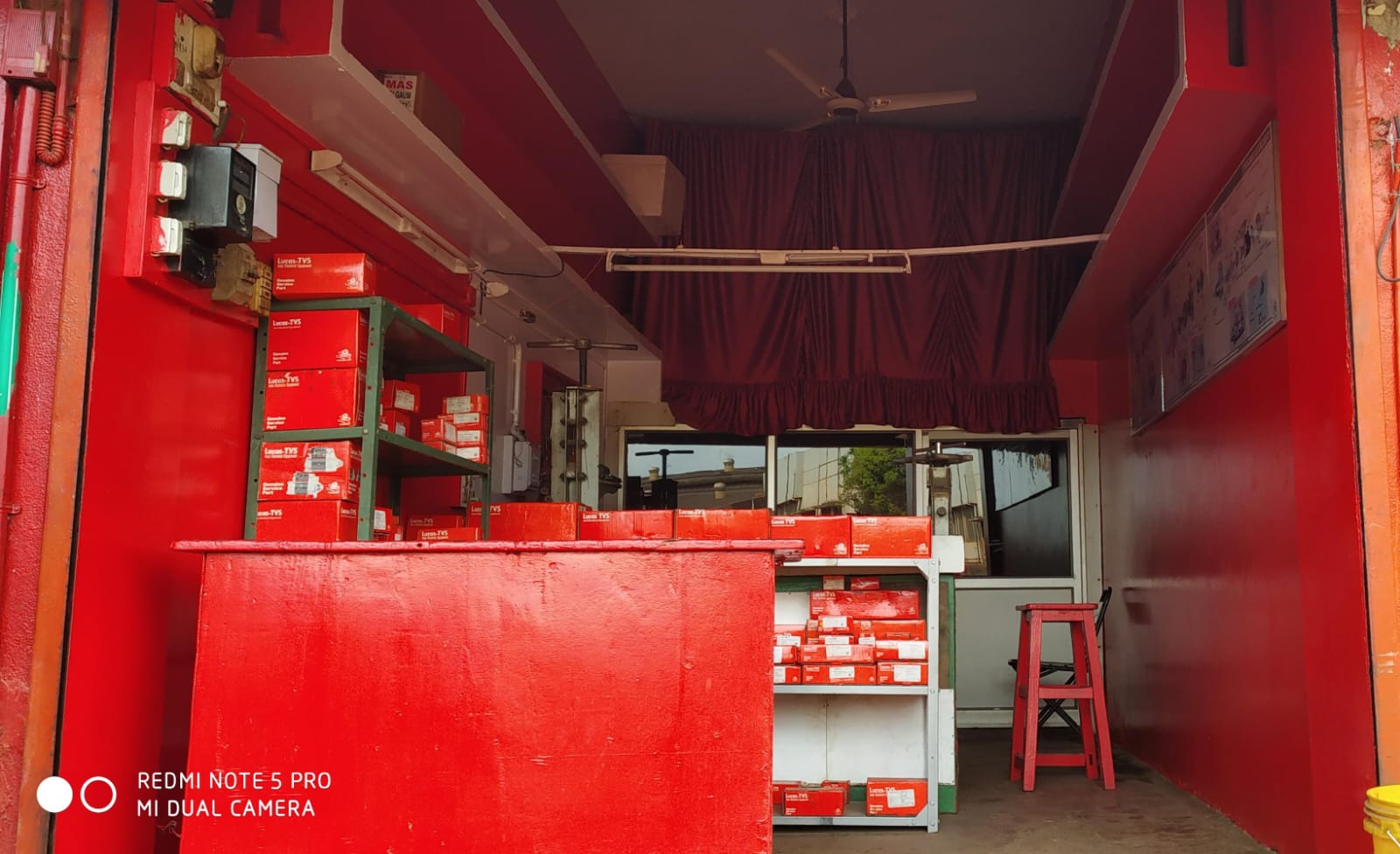 Interior of the New Liberty Auto Electricals counter in Belagavi